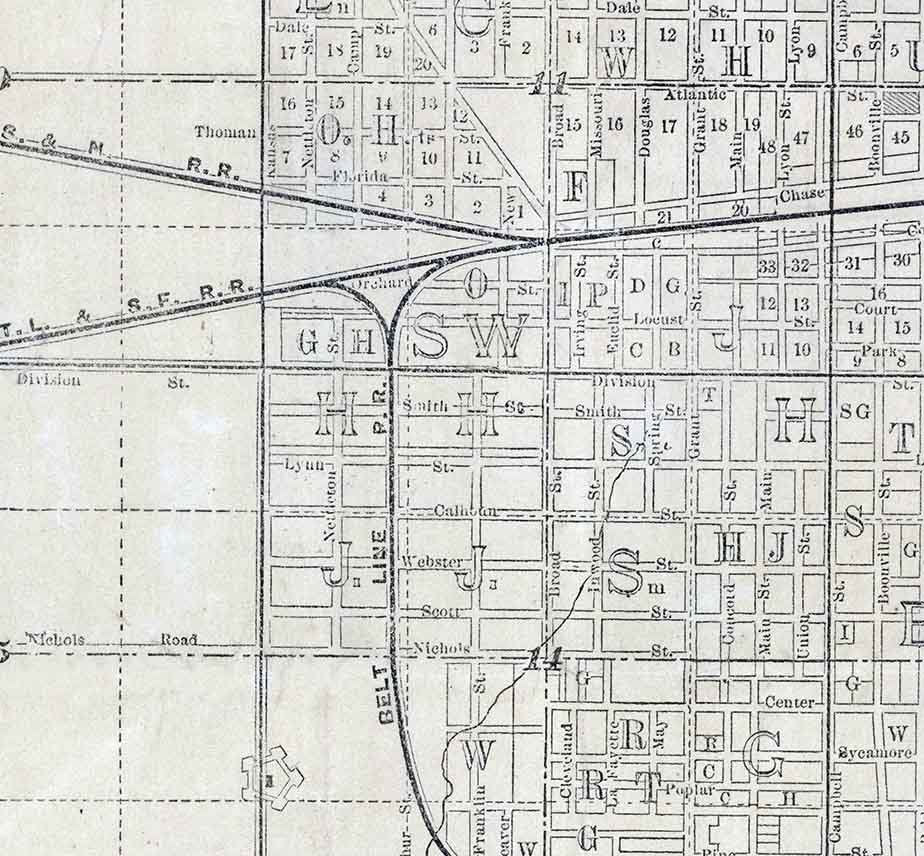 1888 Map of Springfield Greene County Missouri