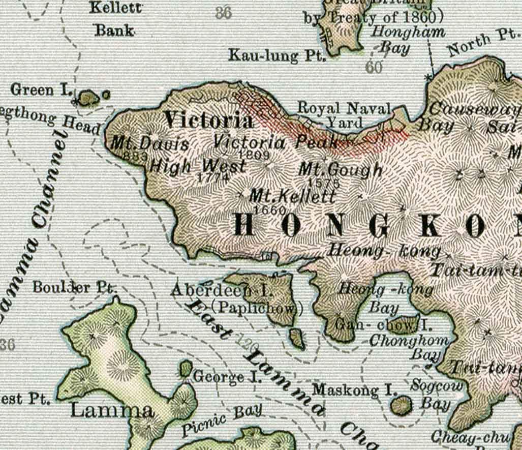 1897 Map of the Chinese Empire Hong Kong British