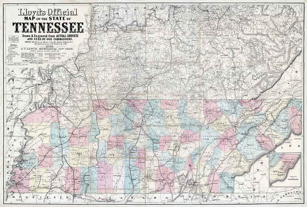 1862 Map of the State of Tennessee