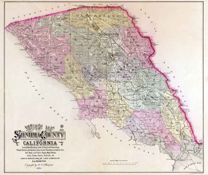 1884 Map of Sonoma County California