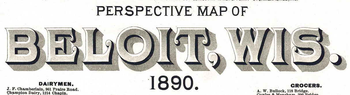 1890 Panoramic Map of Beloit Wisconsin
