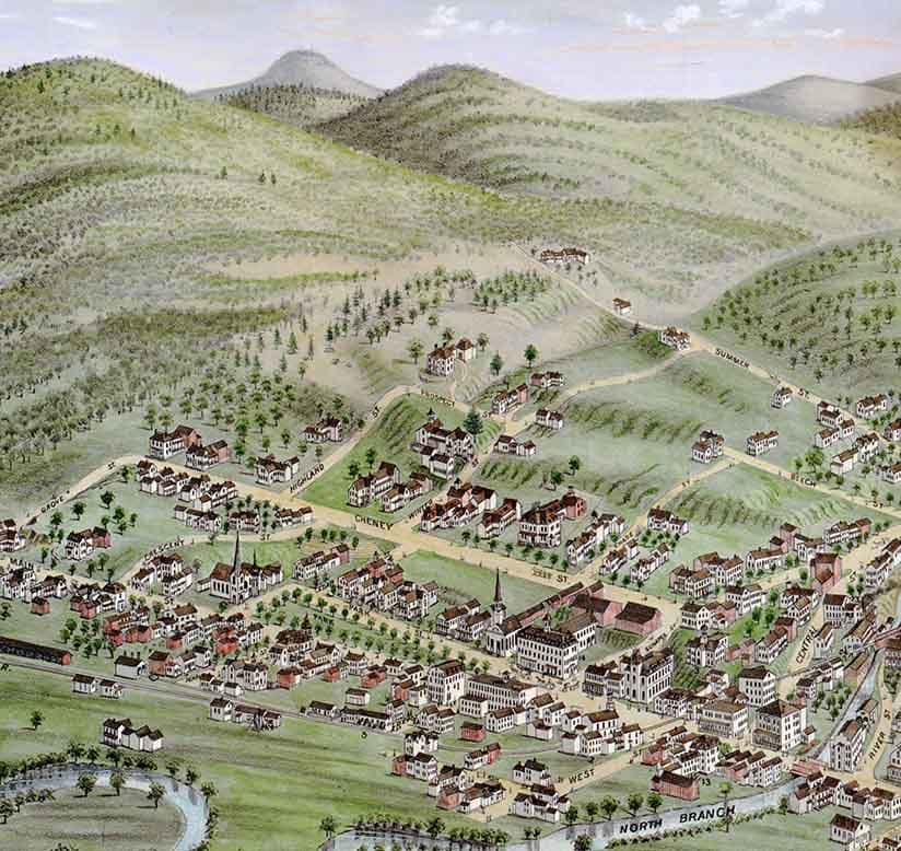 1877 Panoramic Map of Newport New Hampshire