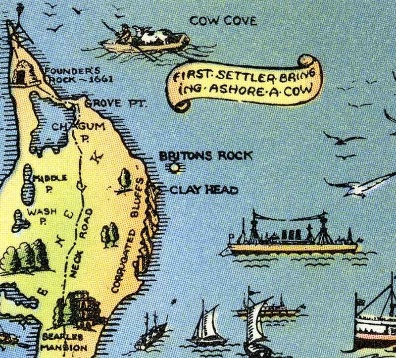 Cartoon Map of Block Island Rhode Island