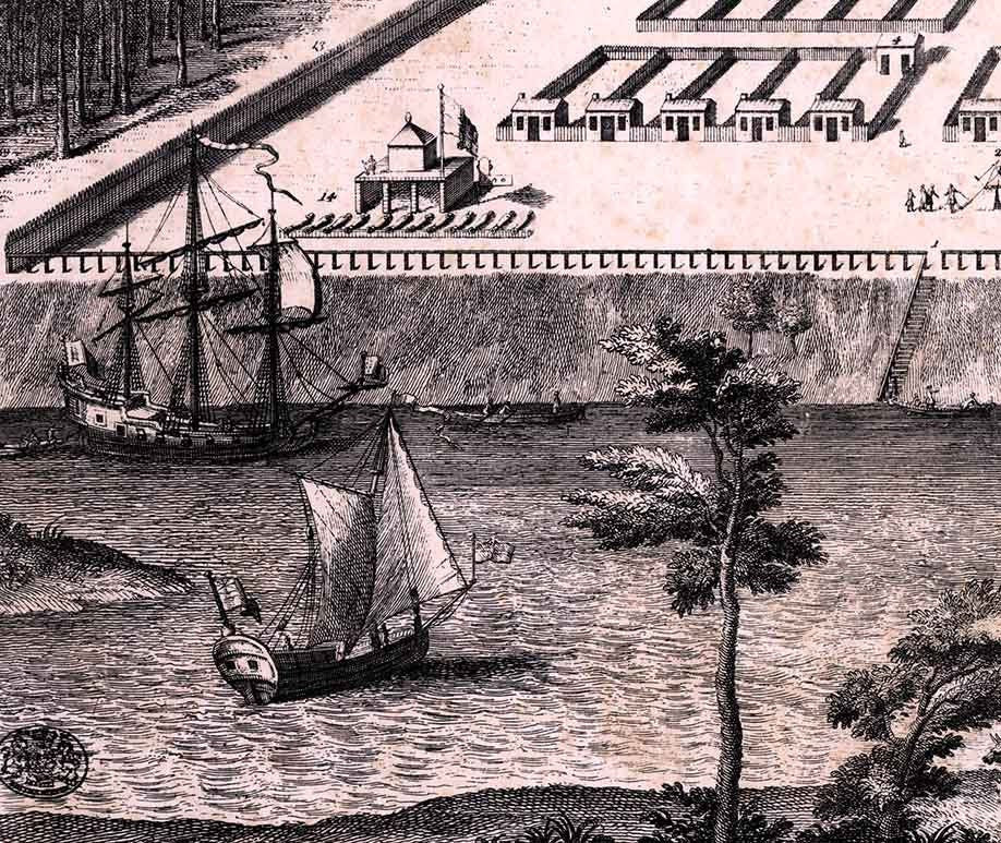 1734 Panoramic Map of Savannah Georgia