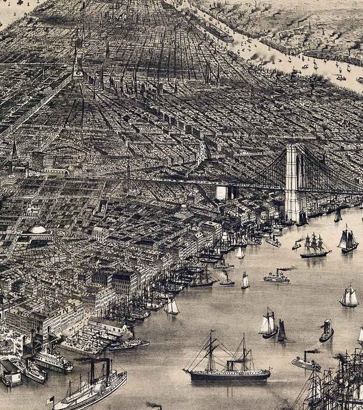 1886 Panoramic Map of New York City