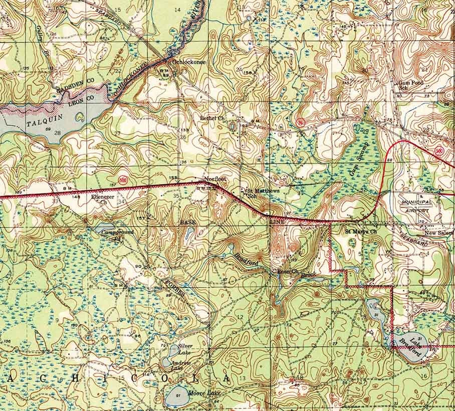1942 Topo Map of Tallahassee Florida Quadrangle
