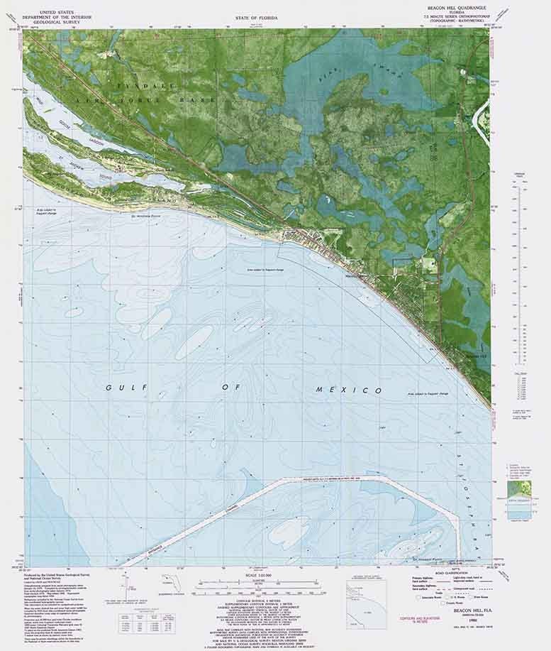 1982 Nautical Map of Beacon Hill Florida Mexico Beach