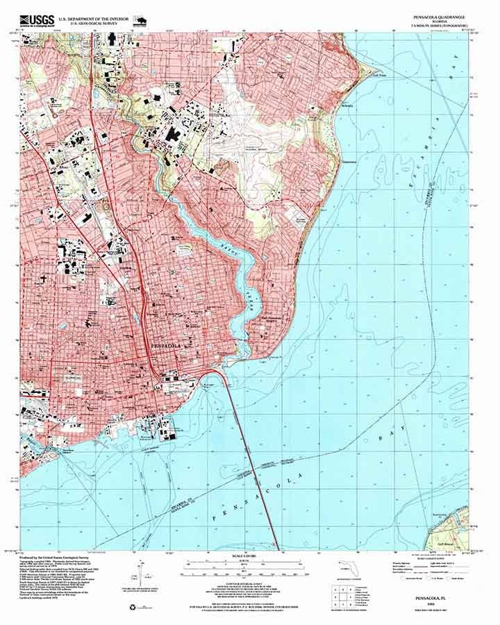 1994 Topo Map of Pensacola Florida Quadrangle