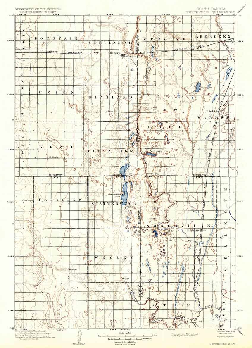 1899 Topo Map of Northville South Dakota