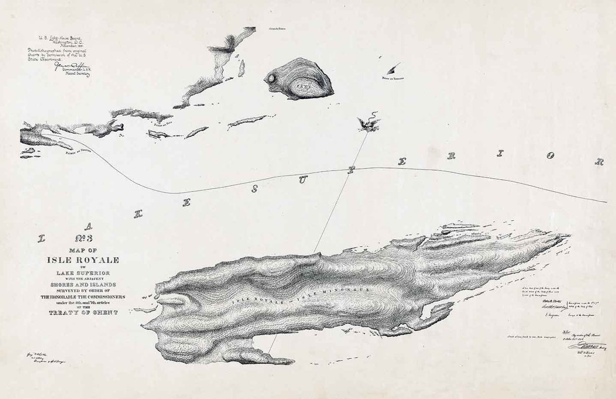 1891 Map of Isle Royale Lake Superior