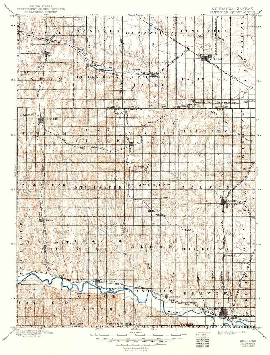 1898 Topo Map of Superior Nebraska