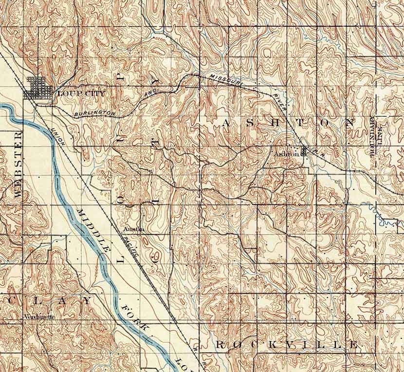 1899 Topo Map of Loup Nebraska North Fork River