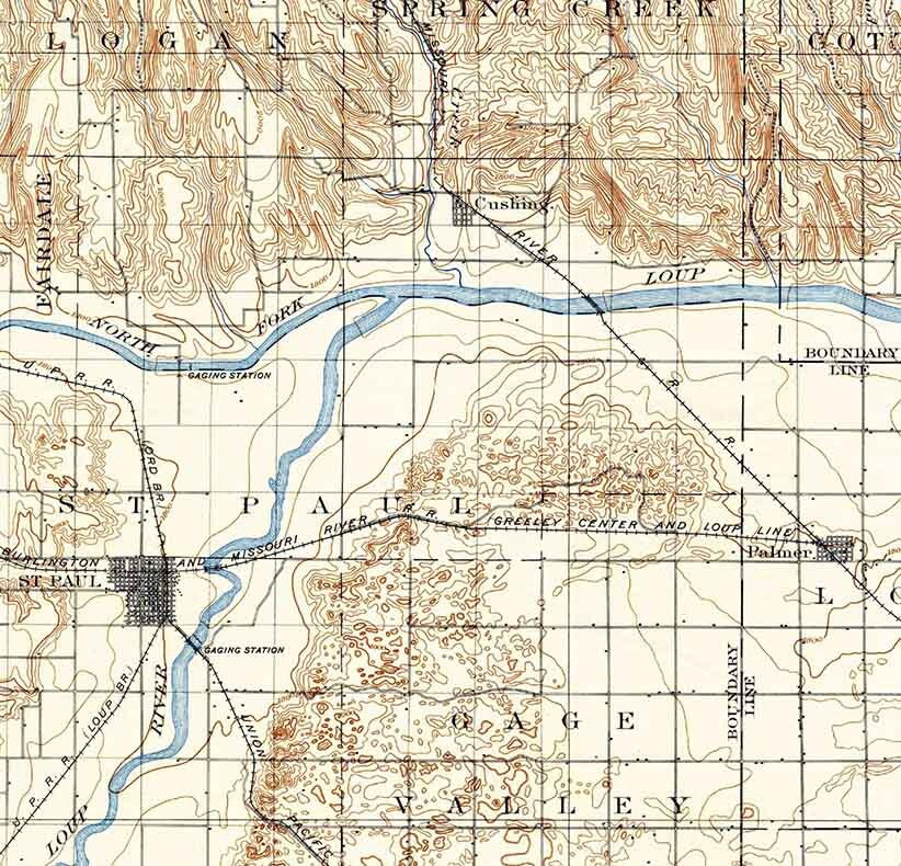 1899 Topo Map of St Paul Nebraska Charman Lone Tree