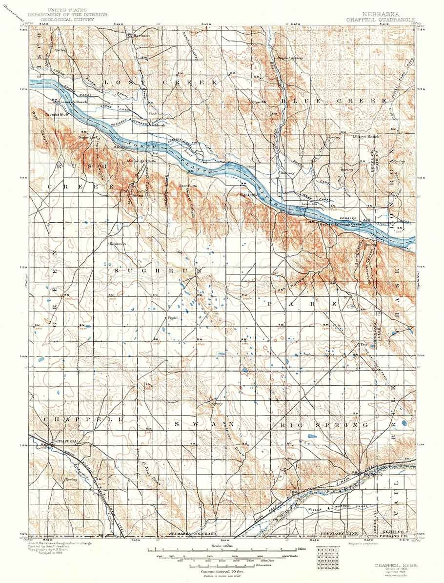 1900 Topo Map of Chappell Nebraska