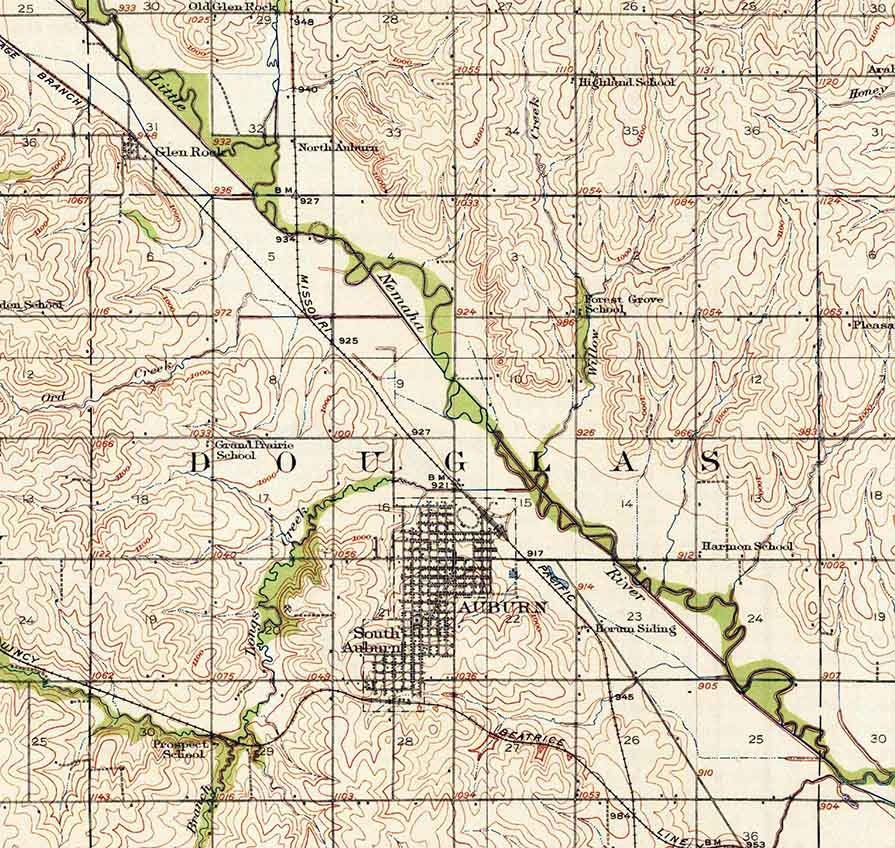 1915 Topo Map of Howe Nebraska