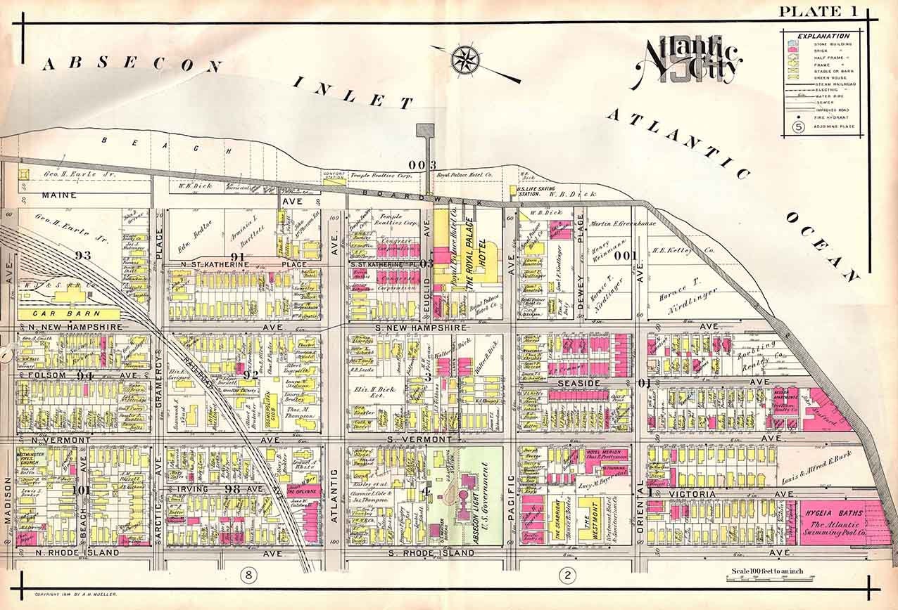 1914 Map of Atlantic City New Jersey
