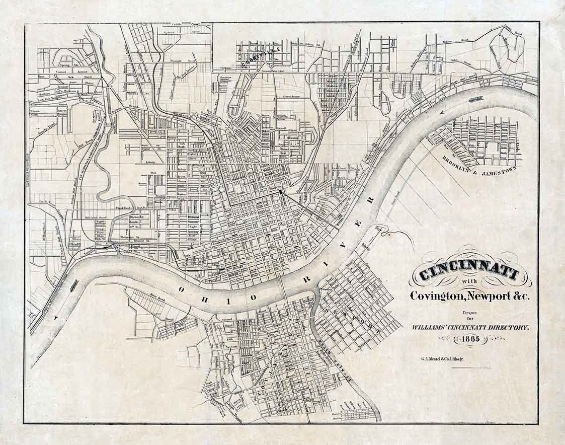 1865 Map of Cincinnati Ohio