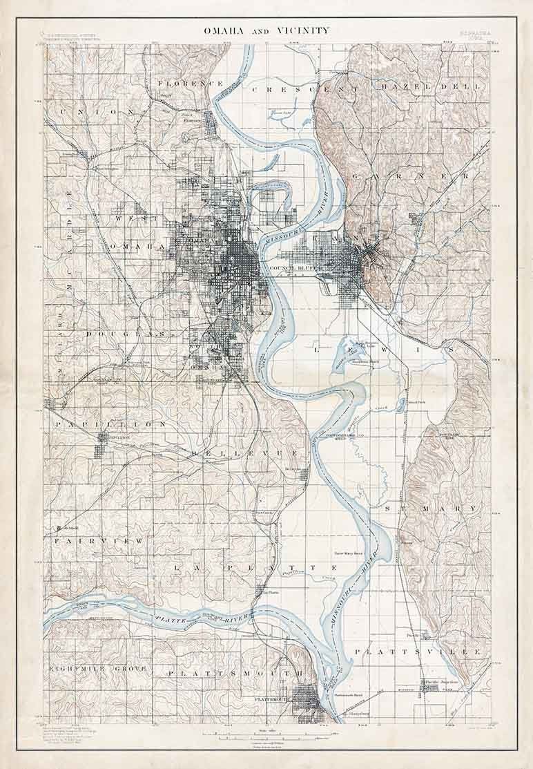 1898 Map of Omaha Nebraska and Vicinity
