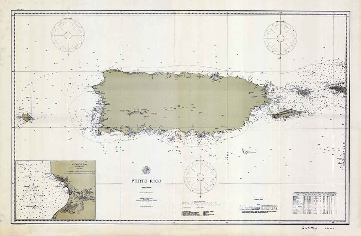 1901 Nautical Map of Puerto Rico Mayaguez Bay