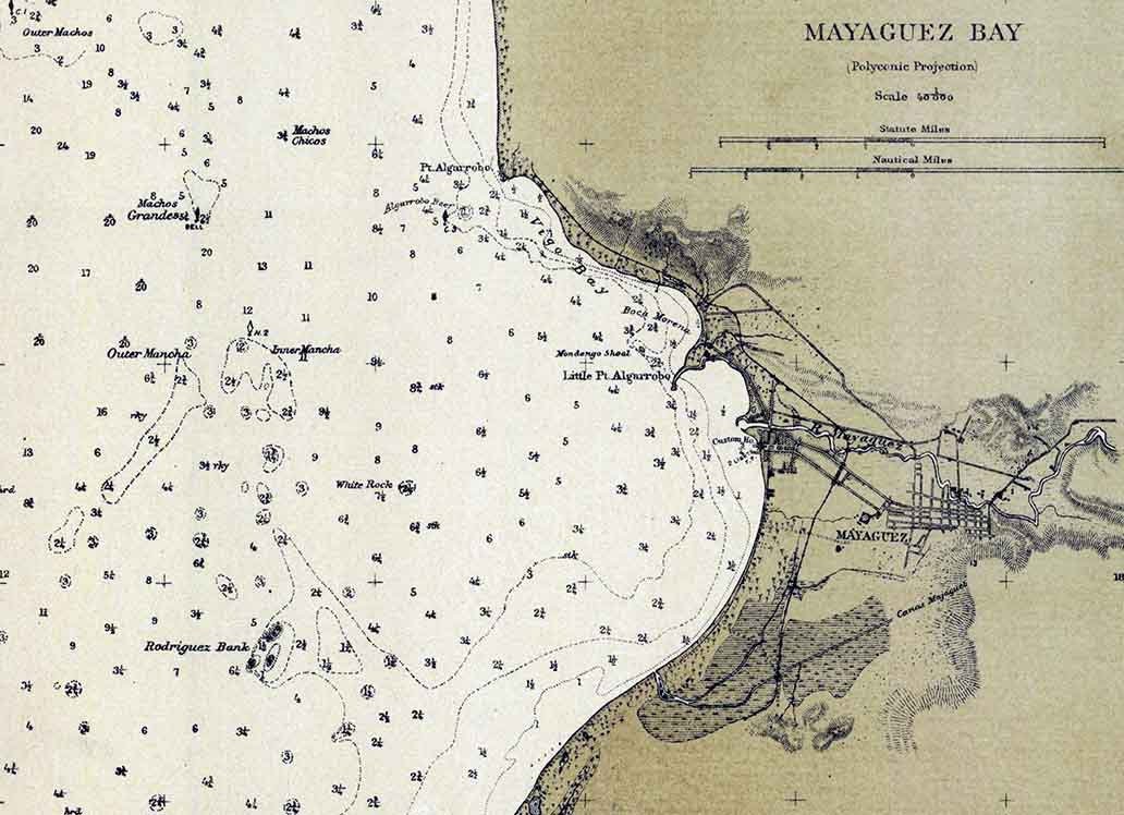 1901 Nautical Map of Puerto Rico Mayaguez Bay