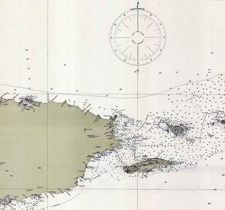 1901 Nautical Map of Puerto Rico Mayaguez Bay