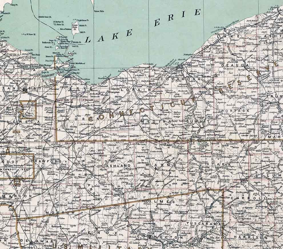 1895 Map of the State of Ohio