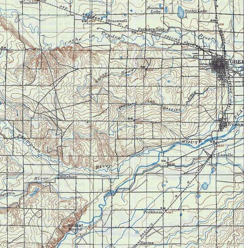 1902 Topo Map of Greeley Colorado