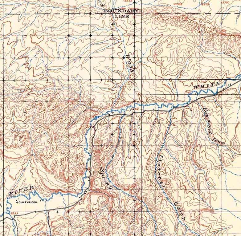 1907 Topo Map of Rangely Colorado