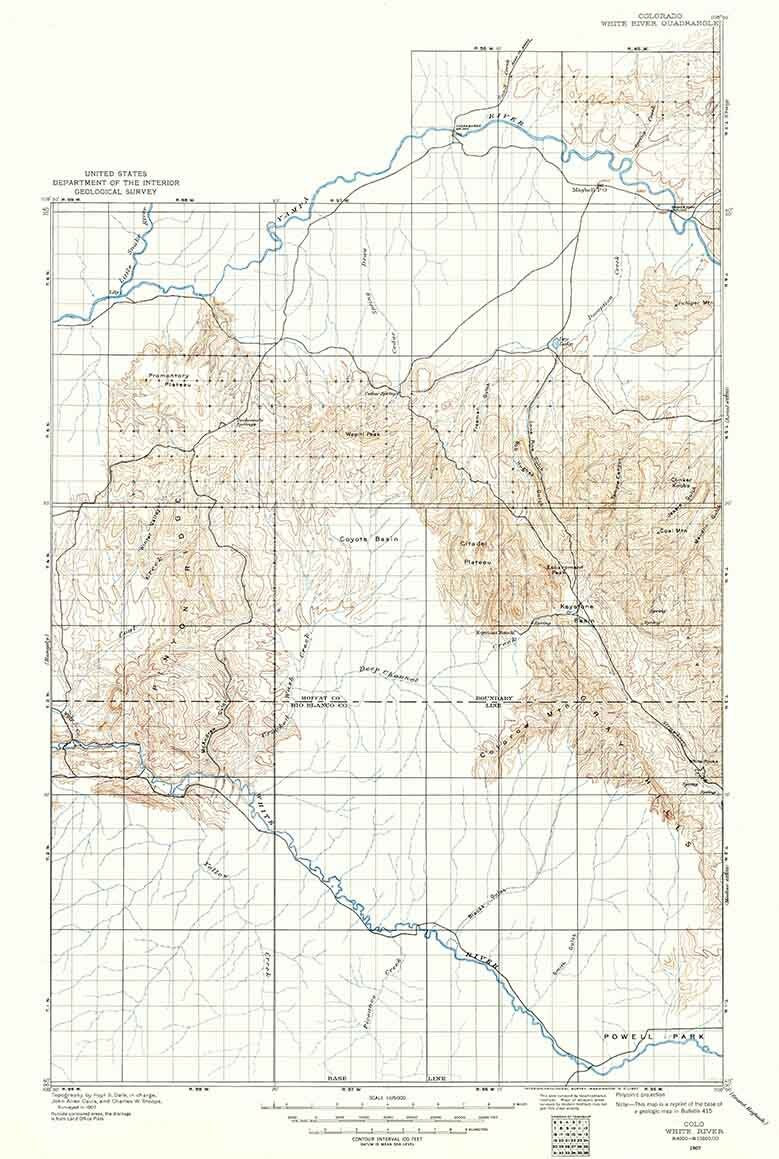 1907 Topo Map of White River Colorado