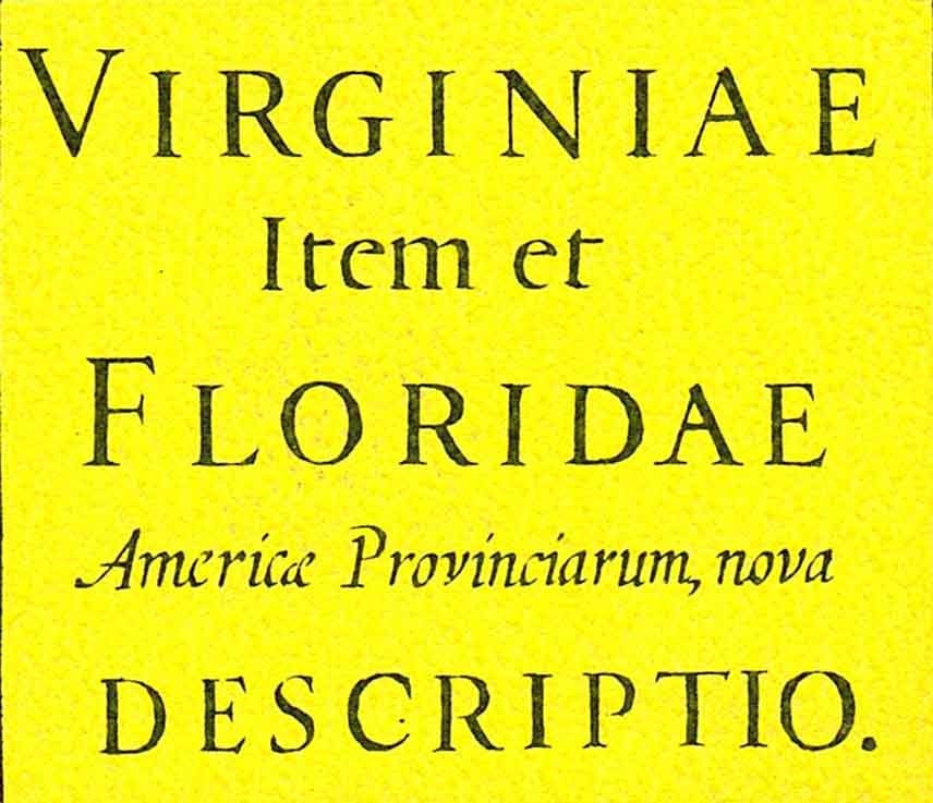 16th Century Map of Virginia Florida Eastern America