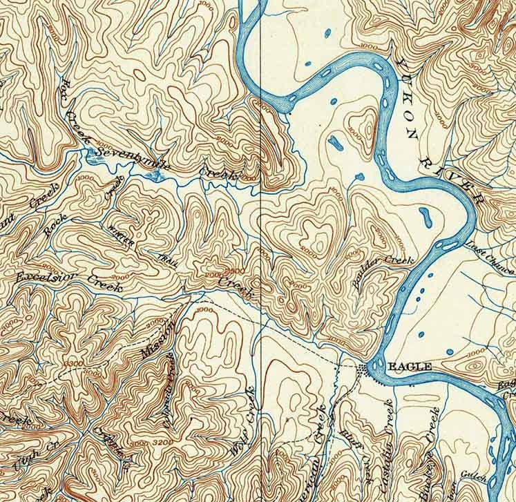 1899 Topo Map of Fortymile Alaska