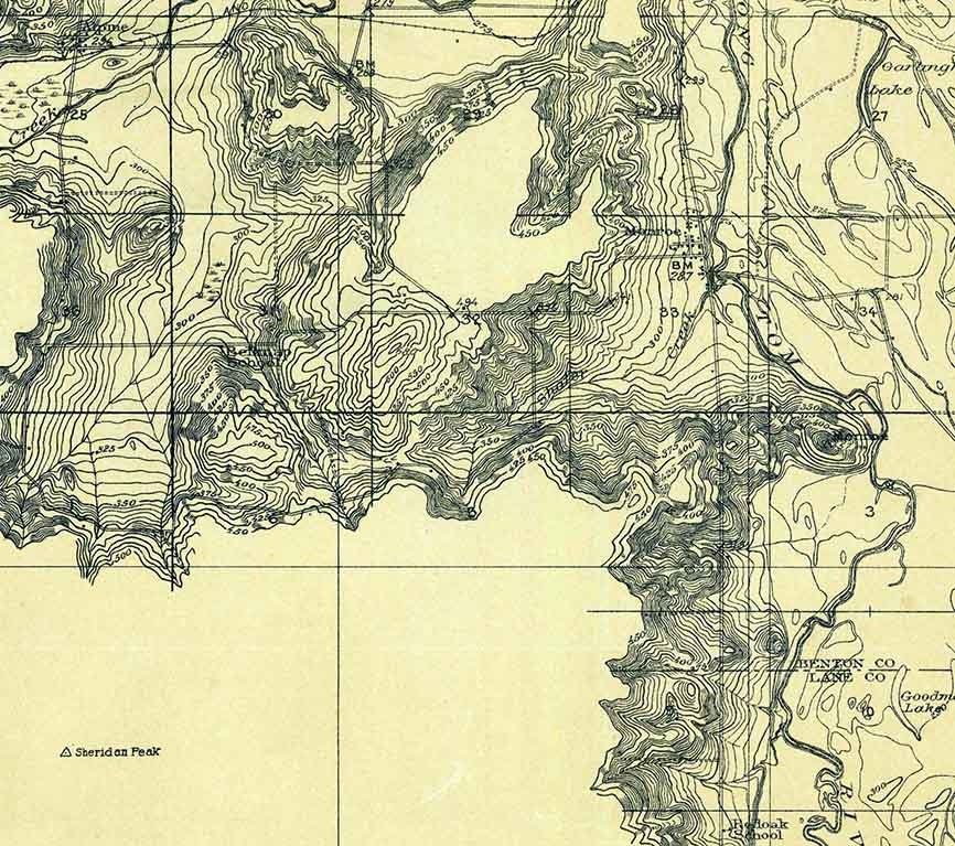 1911 Topo Map of Monroe Oregon Eugene Harrisburg