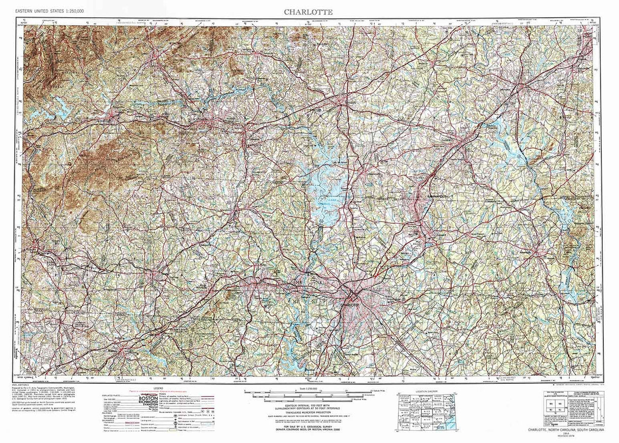 1953 Topo Map of Charlotte North Carolina Kannapolis