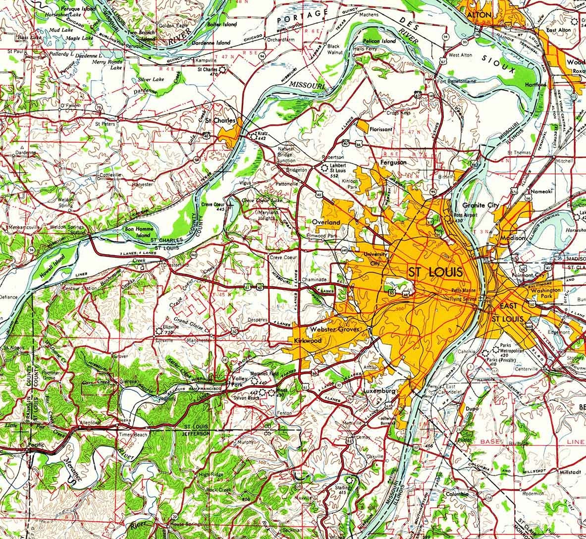 1962 Topo Map of St Louis Missouri