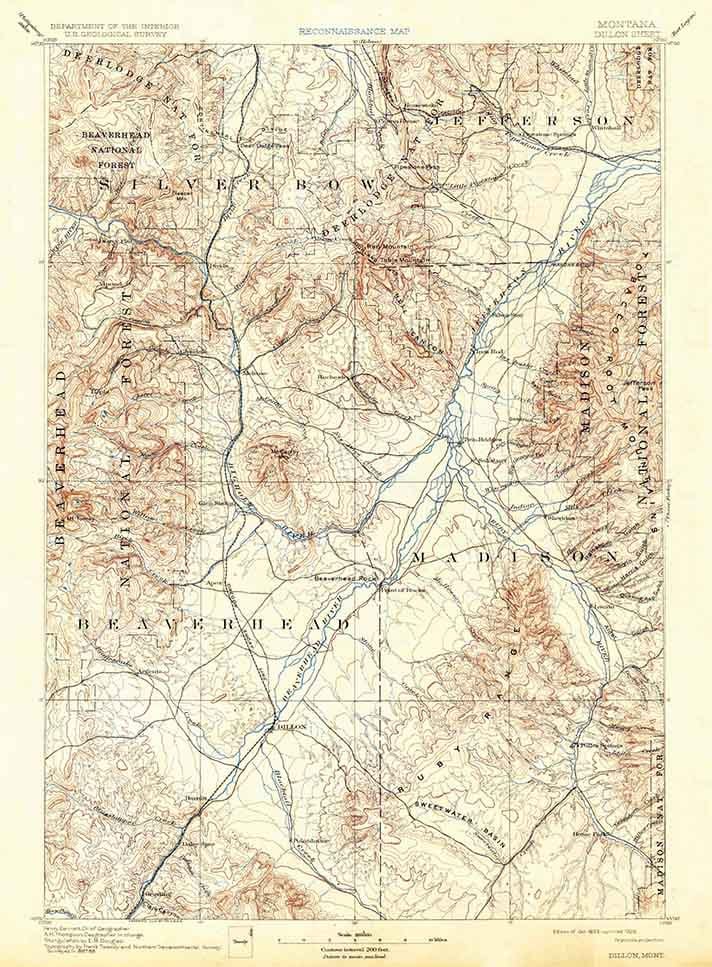 1893 Topo Map of Dillon Montana Beaverhead DeerLodge