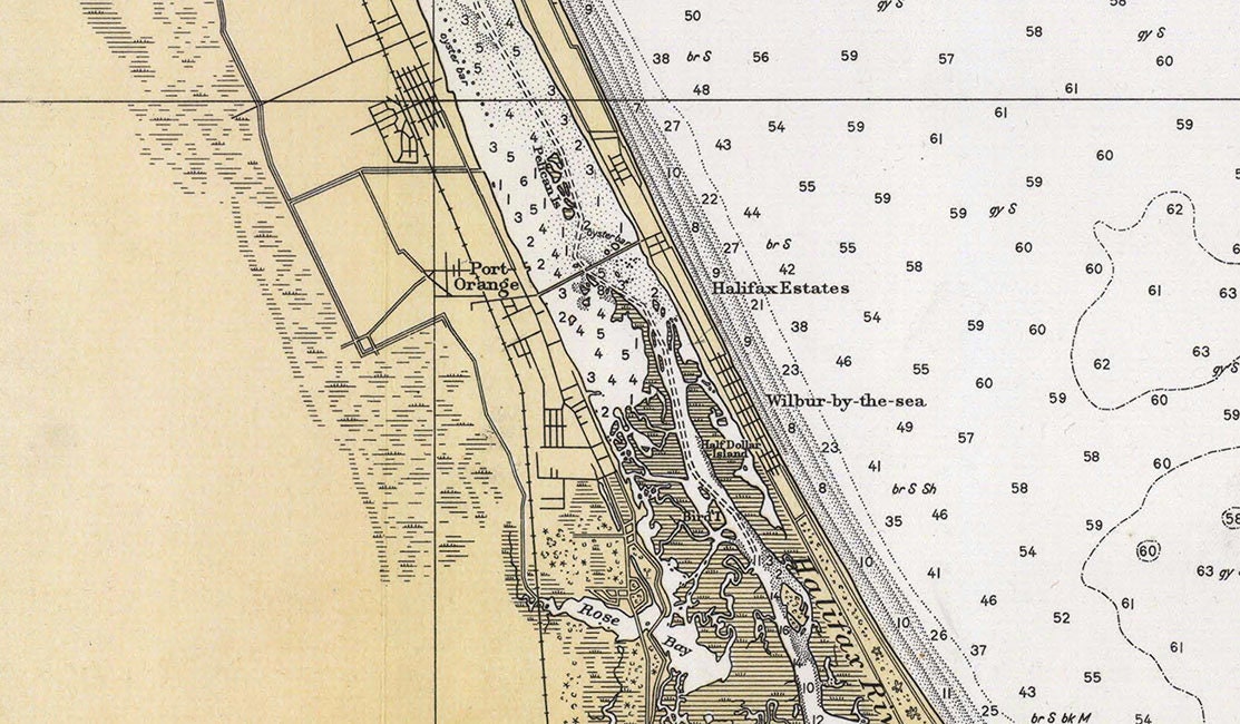 1930 Nautical Map of Saint Augustine Light to Ponce de Leon Inlet Light