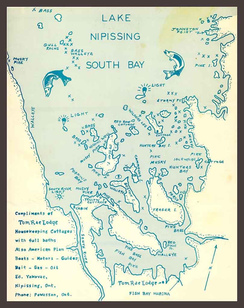 1900s Map of Lake Nipissing South Bay Ontario Canada