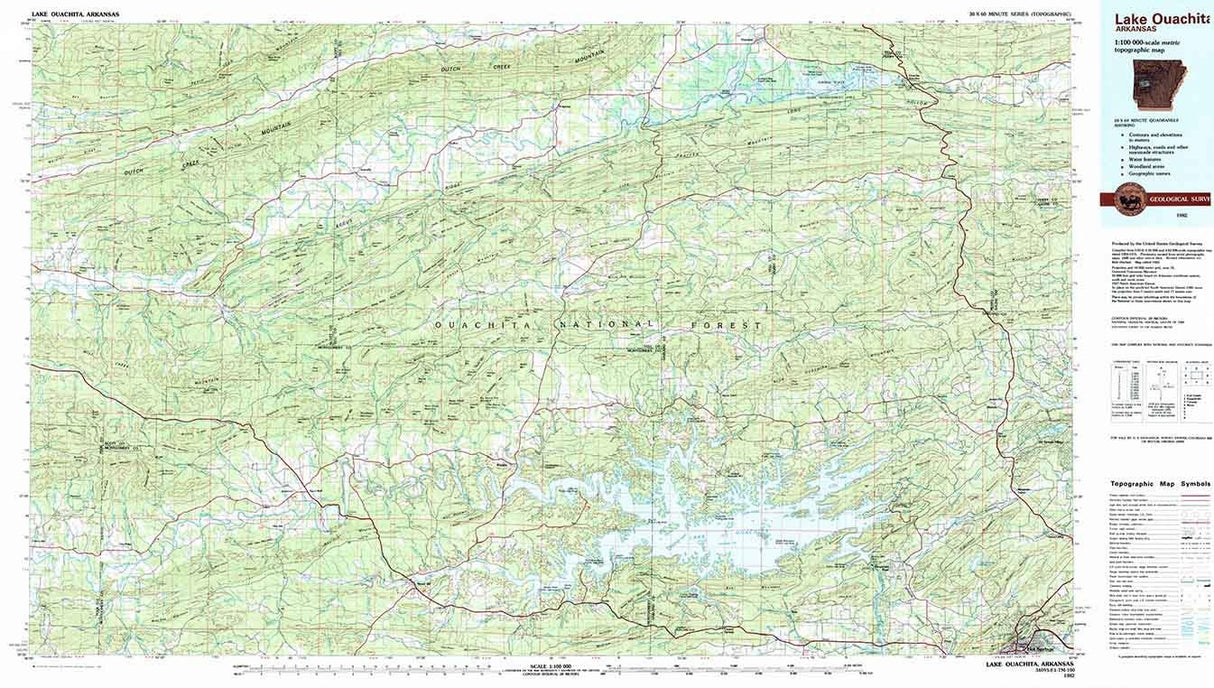 1982 Topo Map of Lake Ouachita Arkansas