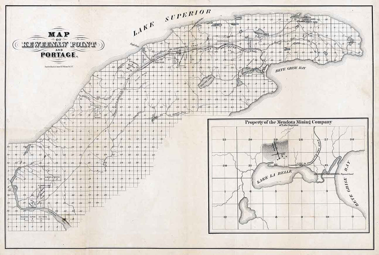 1880 Map of Keweenaw Point and Portage Lake Superior