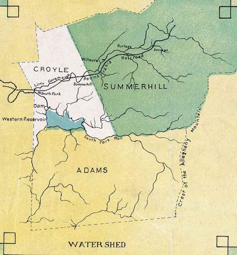 1889 Map of Johnstown Pennsylvania Conemaugh Valley Nineveh to the Lake