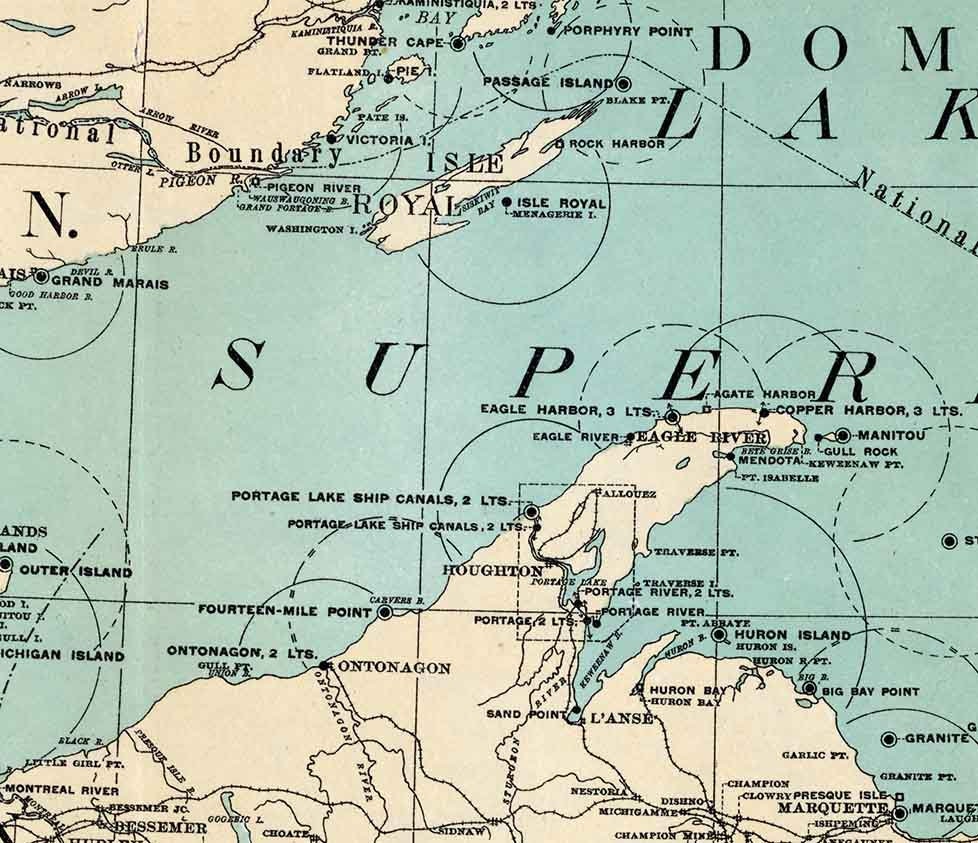 1898 Map of The Great Lakes Michigan Ontario Lake Superior Lake Huron