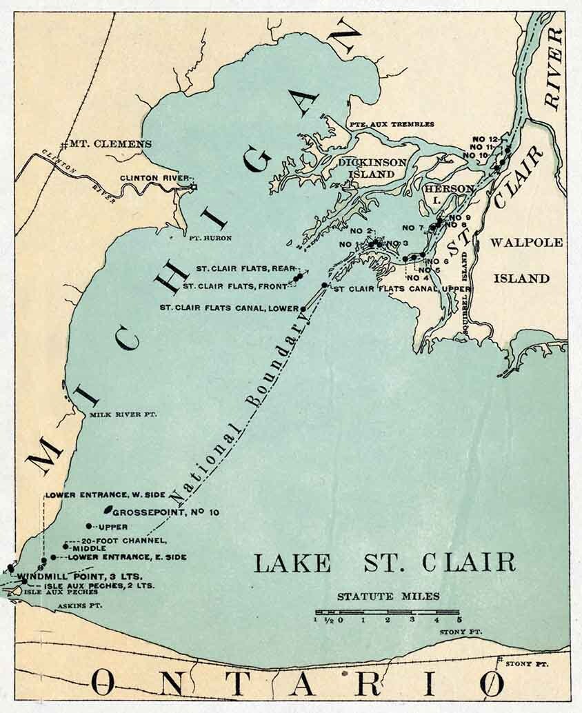 1898 Map of The Great Lakes Michigan Ontario Lake Superior Lake Huron