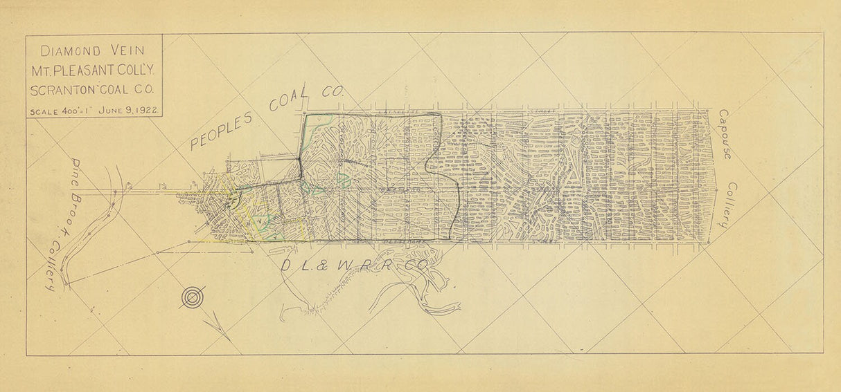 1922 Scranton Pa Diamond Vein Coal Mine Map