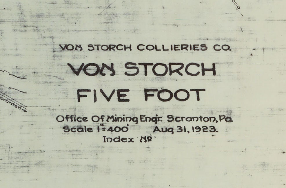 1923 Map of Von Storch Coal Mine Scranton Pennsylvania