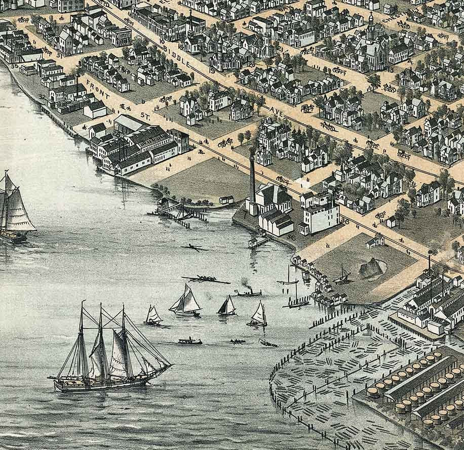 1896 Panoramic Map of Wyandotte Michigan
