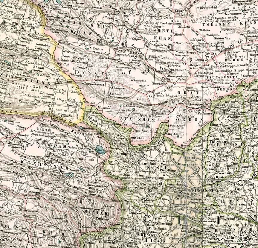 1897 Map of the Chinese Empire Hong Kong Peking Tientsin