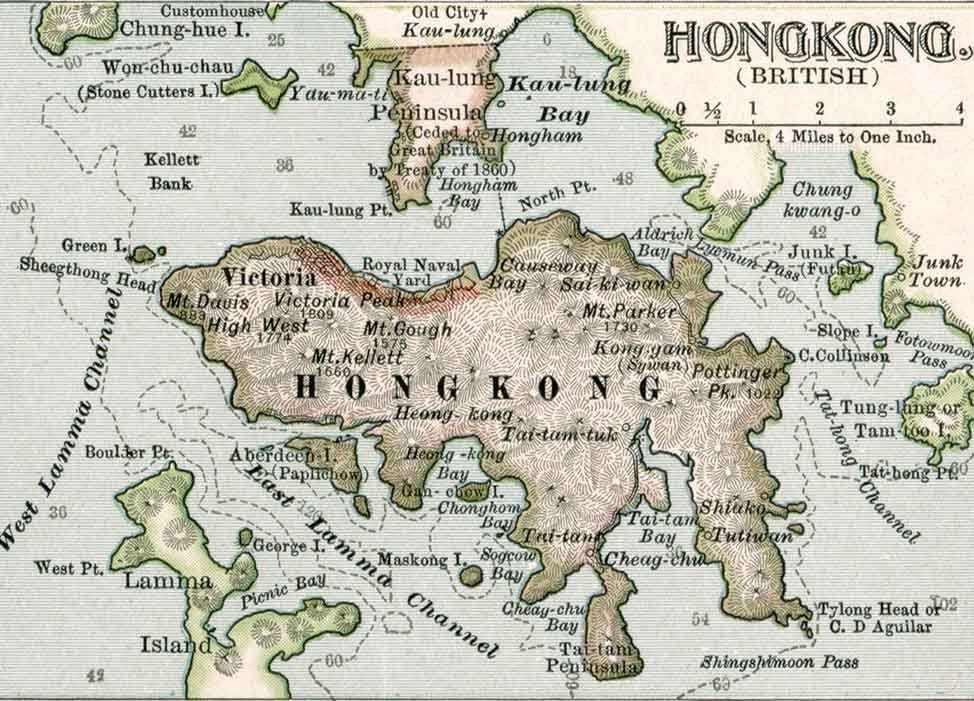 1897 Map of the Chinese Empire Hong Kong Peking Tientsin