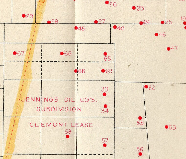 1906 Map of Jennings Oil Field Wells Arcadia Parrish Louisiana