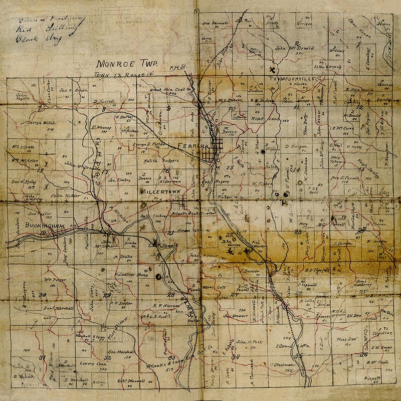 1890s Map & Photo Oil Fields Perry County Ohio Monroe