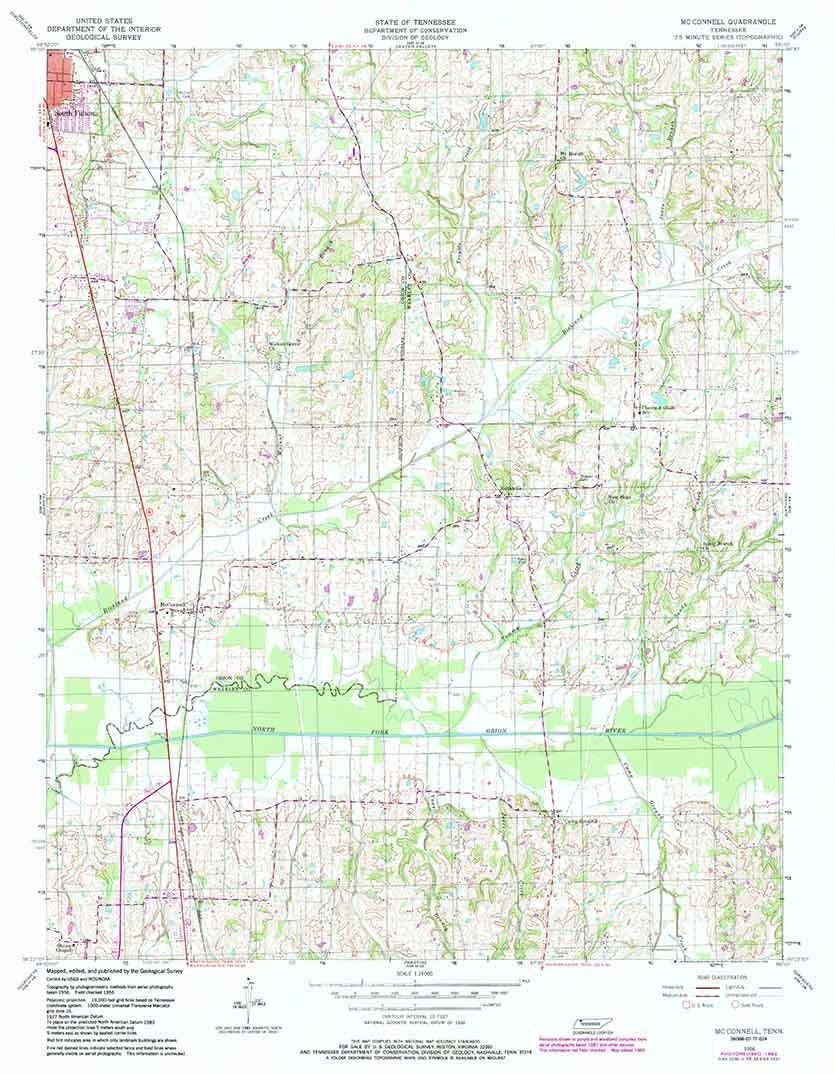 1956 Topo Map of Mc Connell Tennessee South Fulton